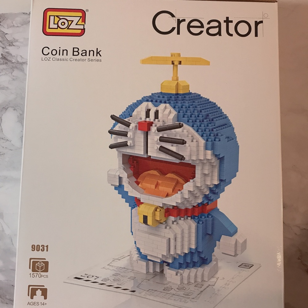 new loz Doraemon brick block coin bank+ free gift